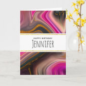 Rosa und Schwarz Abstrakt mit Golden Wirbel Geburt Karte (Gelbe Blume)