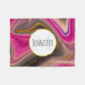 Rosa und schwarz Abstrakt mit Monogramm für die Go Fleecedecke (Vorderseite (Horizontal))