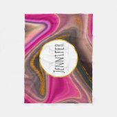 Rosa und schwarz Abstrakt mit Monogramm für die Go Fleecedecke (Vorderseite)