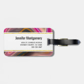 Rosa und schwarz Abstrakt mit Monogramm für die Go Gepäckanhänger (Rückseite horizontal)