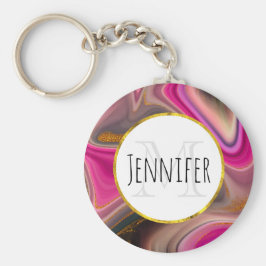 Rosa und schwarz Abstrakt mit Monogramm für die Go Schlüsselanhänger