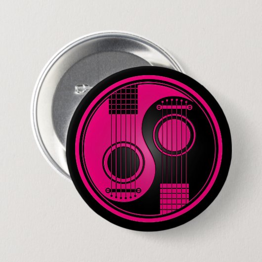 Rosa-und Schwarz-Akustikgitarren Yin Yang Button (Vorne & Hinten)
