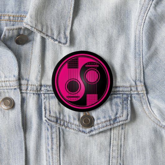 Rosa-und Schwarz-Akustikgitarren Yin Yang Button (Beispiel)