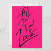 Rosa und Schwarz Alles was Sie brauchen ist Liebe  Einladung (Rückseite)