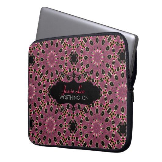 Rosa und schwarz Arabeske "ish Laptop Sleeve (Vorderseite Links)