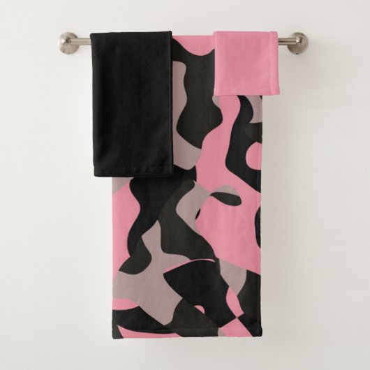 Rosa und Schwarz Badhandtuch Set (Insitu)