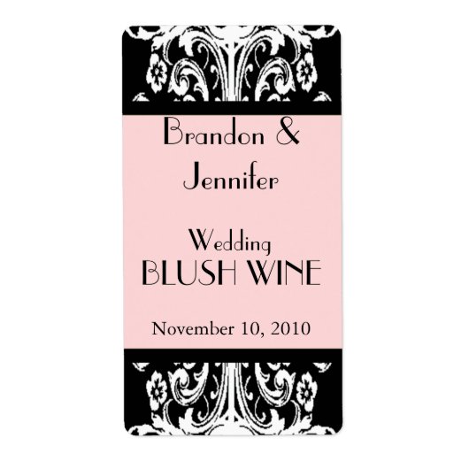Rosa und schwarz-barocke Hochzeit Mini Weinmarken (Vorne)