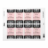 Rosa und schwarz-barocke Hochzeit Mini Weinmarken (Vorne)