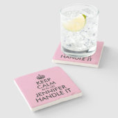 Rosa und Schwarz Behalten Ruhe Funny Parody Steinuntersetzer (Seitenansicht)