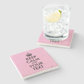 Rosa und schwarz Behalten Ruhe und Ihr Text Steinuntersetzer (Seitenansicht)