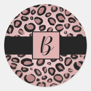 rosa und schwarz bemalte Gepard Leopard Druck Punk Runder Aufkleber