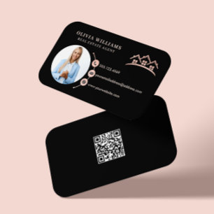 Rosa und Schwarz Beruflich Real Anwesen Foto Visitenkarte