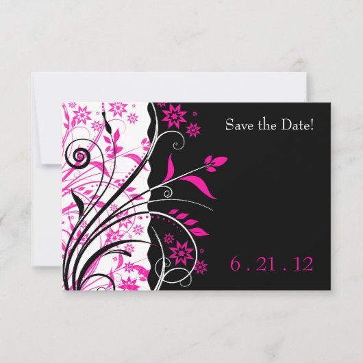 Rosa und schwarz-bläserne Hochzeit Speichern Sie d Save The Date (Vorderseite)