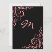 Rosa und Schwarz Blühend Hochzeitsempfang Einladung (Rückseite)