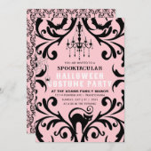 Rosa und schwarz Damaskus Glam Halloween Party Einladung (Vorne/Hinten)