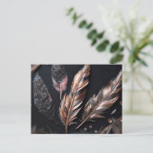 Rosa und schwarz dekorative Federn Postkarte (Stehend Vorderseite)