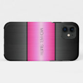 Rosa und schwarz Edelstahlmetall Case-Mate iPhone Hülle (Rückseite (Horizontal))