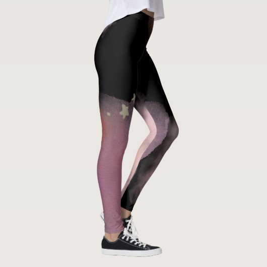 Rosa und Schwarz Einfache Moderne Galaxie Weltraum Leggings (Rechts)