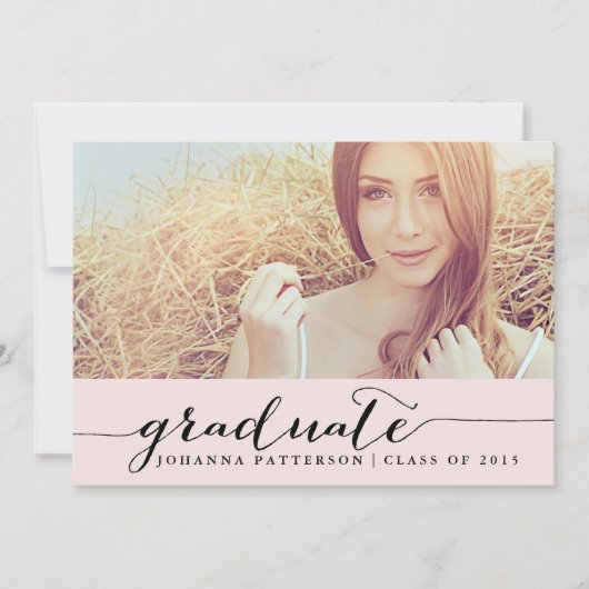 Rosa und Schwarz | Einladung handgeschriebener Abs (Vorderseite)