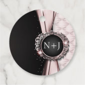 Rosa und schwarz Elegante Luxushochzeit Geschenkanhänger (Rückseite)