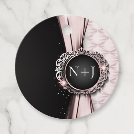 Rosa und schwarz Elegante Luxushochzeit Geschenkanhänger (Vorderseite)