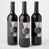 Rosa und schwarz Elegante Luxushochzeit Weinetikett (Flaschen)