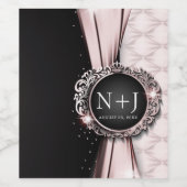 Rosa und schwarz Elegante Luxushochzeit Weinetikett (Einzelnes Label)