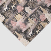 Rosa und schwarz Elegante Snowy Deer Forest Seidenpapier (Ausschnitt)