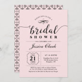 Rosa und Schwarz | Elegantes Hochzeitsstil-Brautpa Einladung (Vorne/Hinten)