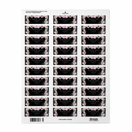 Rosa und schwarz floraler Dark Boho Rücksendeadres (Vorne)