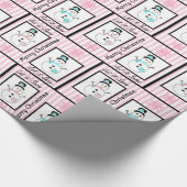 Rosa und schwarz Frohe Weihnachten Schneemann Gesc Geschenkpapier (Ecke)