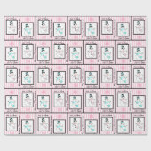 Rosa und schwarz Frohe Weihnachten Schneemann Gesc Geschenkpapier (Flach)