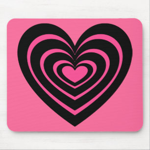 Rosa und schwarz geflechtetes Herz Mousepad