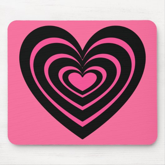 Rosa und schwarz geflechtetes Herz Mousepad (Vorne)