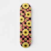 Rosa und schwarz Gelb- und Sonnenblumen Skateboard (Vorne)