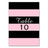 Rosa und schwarz gestreifte Hochzeitsstimmung - Ti Tischnummer (Rückseite)