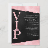 Rosa und schwarz glamouröses Glitzer VIP-Party Einladung (Vorderseite)