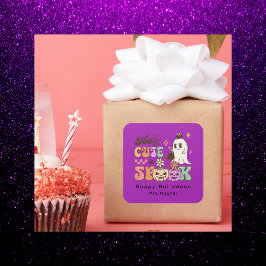 Rosa und Schwarz glücklicher Halloween Gruß Quadratischer Aufkleber