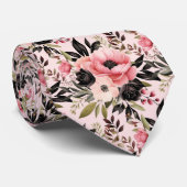 Rosa und schwarz-gotische Blume Krawatte (Gerollt)