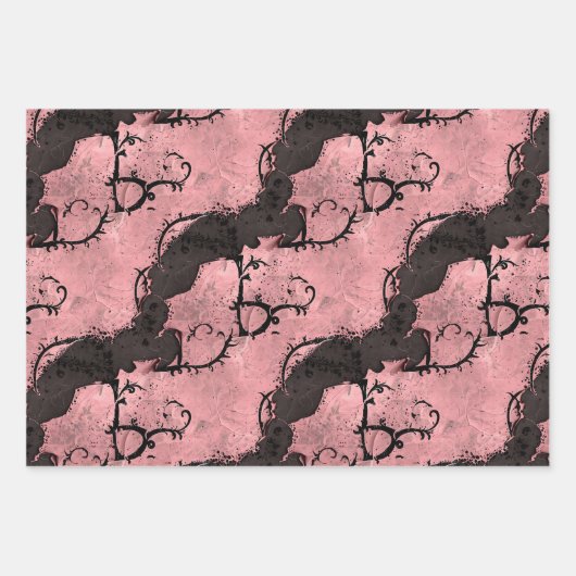 Rosa und schwarz-gotische Grunge Geschenkpapier Set (Vorderseite 3)