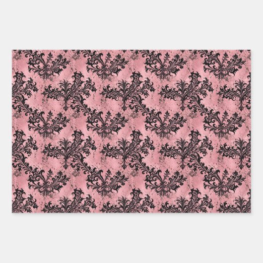 Rosa und schwarz-gotische Grunge Geschenkpapier Set (Vorderseite 2)