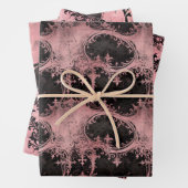 Rosa und schwarz-gotische Grunge Geschenkpapier Set (Beispiel)