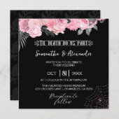 Rosa und schwarz-gotische Hochzeitseinladung Einladung (Vorne/Hinten)