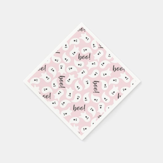 Rosa und Schwarz Halloween Ghost Boo Party Napkins Serviette (Ecke)