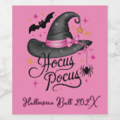Rosa und Schwarz Halloween Hexe anpassbar Weinetikett (Einzelnes Label)