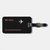 Rosa und schwarz "hier geht's wieder" Flugreise Gepäckanhänger (Rückseite horizontal)