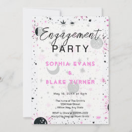 Rosa und Schwarz-Himmel-Engagement-Partei Einladung
