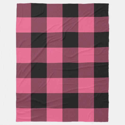 Rosa und schwarz karierte Quadrate Buffalo Kariert Fleecedecke (Vorderseite)