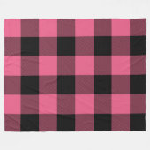 Rosa und schwarz karierte Quadrate Buffalo Kariert Fleecedecke (Vorderseite (Horizontal))