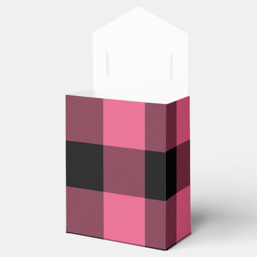 Rosa und schwarz karierte Quadrate Buffalo Kariert Geschenkschachtel (Geöffnet)